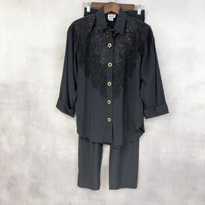 RM Richards Karen Kwong Womens Pant Set Size 8P Evening Formal Lace Vintage Glam